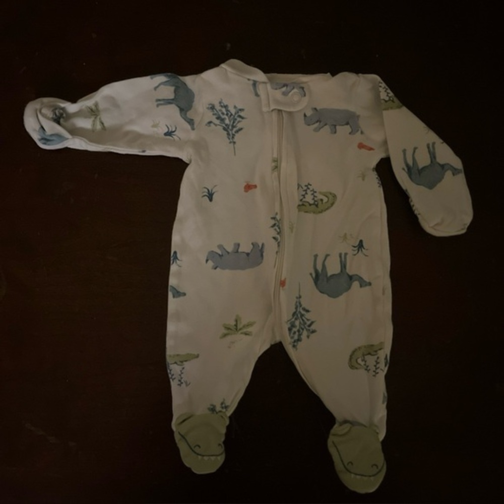 Carters Footie Pajama White with Animals - Size Preemie